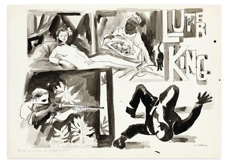 ATTILIO ROSSI (1909-1994) - Scambio di cortesie tra bianchi e neri