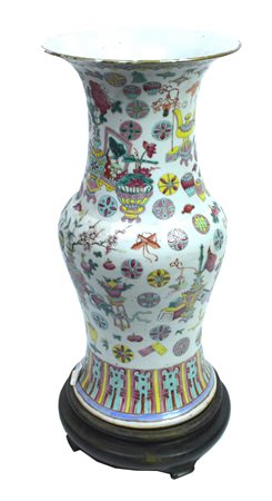 VASO CINESE con base in legno h cm 39 su base cm 44,5