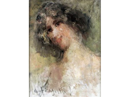 Adolfo Ferraguti Visconti (Pura 1850-Milano 1924) Giovane donna Olio su tela...