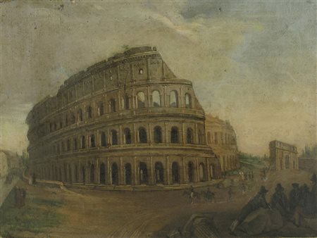 Anonimo (XIX secolo) Colosseo Olio su tela Non firmato Senza cornice Misure...