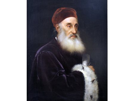 Anonimo del XIX secolo Ritratto di Anziano/Ritratto di Aretino Olio su tela...