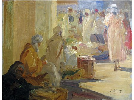 Luigi Brignoli (Palosco 1881-Bergamo 1952) Scena orientalista Olio su...