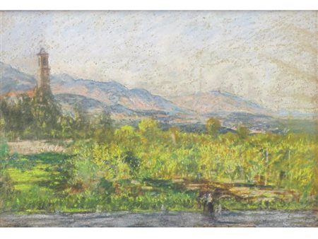 Enrico Reycend (Torino 1855-1928) Locana nella Valle Orco Pastello con carta...