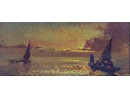 Anonimo (XX secolo) Venezia Olio su tavola Non firmato Misure 12.5x29.3