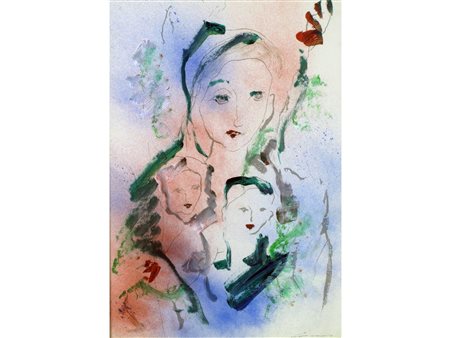 Ernesto Traccani (Milano 1920-2009) Figure Tecnica mista su cartone Firmato e...