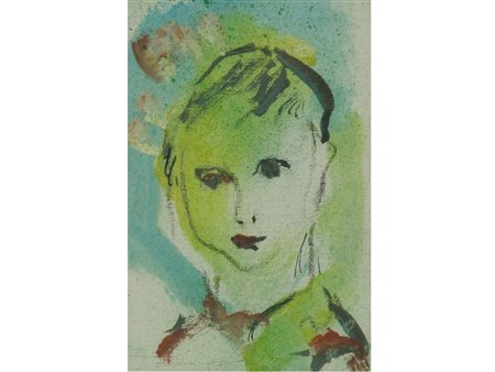 Ernesto Treccani (Milano 1920-2009) Volto Olio su tela Firmato Misure 15x10 cm