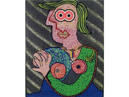 Enrico Baj (Milano 1924-Varese 2003) Matilde di Canossa Serigrafia su tela...