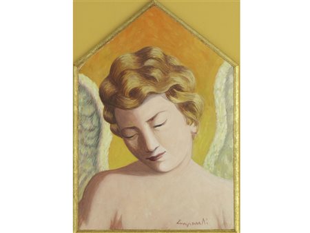 Domenico Zangrandi (Quinzano VR 1928-1999) Figura angelica Olio su tavola...