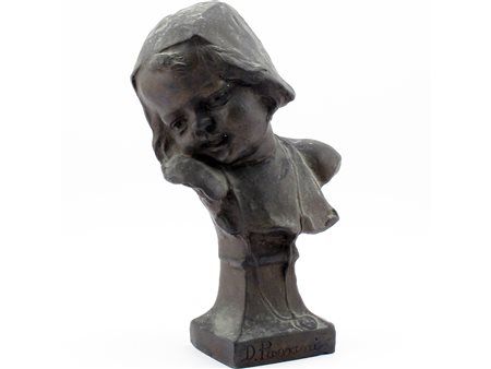 Decimo Passani (Carrara 1884 - 1952) Busto di Bambino Bronzo Firmato Altezza...
