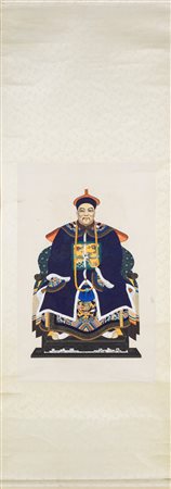 Rotolo verticale, Cina, XIX/XX secolo raffigurante un Imperatore, 180x65 - la...