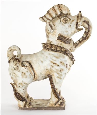 Piccolo drago in terracotta graffita ed invetriata, Thailandia, XX secolo...