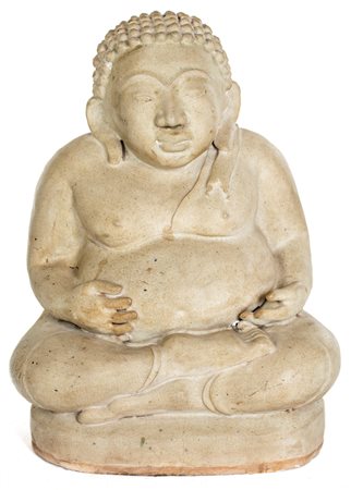 Hotei in ceramica invetriata, Thailandia, fine del XIX secolo, 50x37