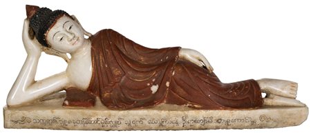 Grande figura di Buddha in alabastro, Mandalay, Birmania, XIX secolo ritratto...
