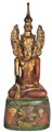 Buddha Bhumisparsha in legno policromo e dorato, Bali, Indonesia, XX secolo...