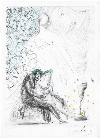 Salvador Dalì, Acquatinta, Acquaforte/acquatinta con interventi a tempera mm...