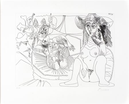 Pablo Picasso, 10 Maggio 1968, Acquaforte foglio 45x55, lastra 31x41 Firma e...