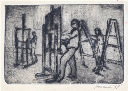 Carla Accardi, Senza titolo, 1946 Acquaforte cm 18x24 (foglio) Firma e data...