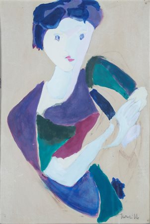 Leonardi Leoncillo, Ritratto della signora Momiliano, 1946 Matita grassa nera...