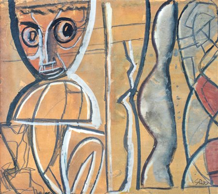 Mario Sironi, Idoli, 1945 Tempera, tempera diluita e matita grassa su carta...