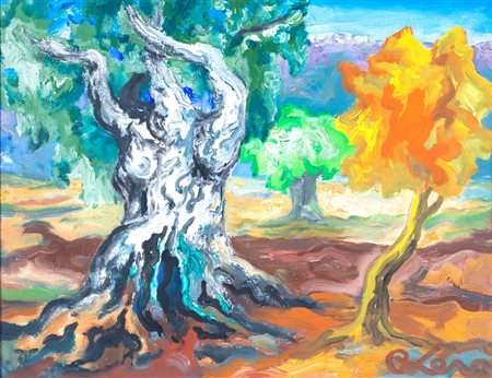 Carlo Levi, Albero, Olio su tela cm 50x65 Firma sul fronte "C.Levi". Al verso...