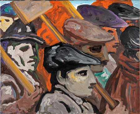 Carlo Levi, Uomini del sud, 1967 Olio su tela 50x62 Firma in basso a sinistra...