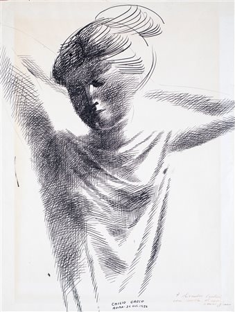Emilio Greco, Figura di donna, 1954 China su carta cm 55x42 Firma e data sul...