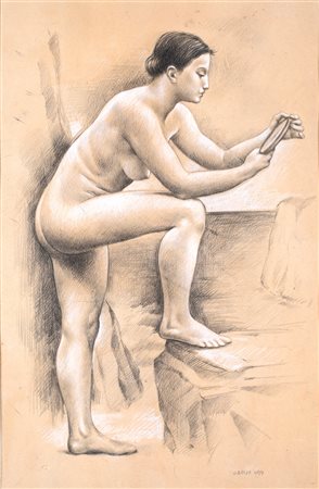 Ubaldo Oppi, Nudo (bozzetto preparatorio per Giovani donne al Mare), 1926...