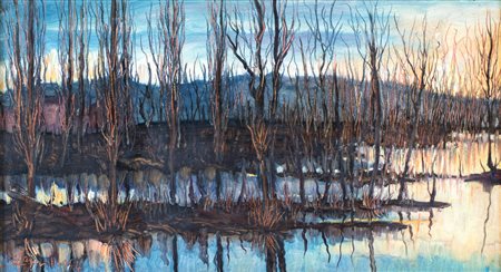 Luigi Spazzapan, Paesaggio, 1954 cm 21,5x40,5 Opera realizzata su entrambi i...