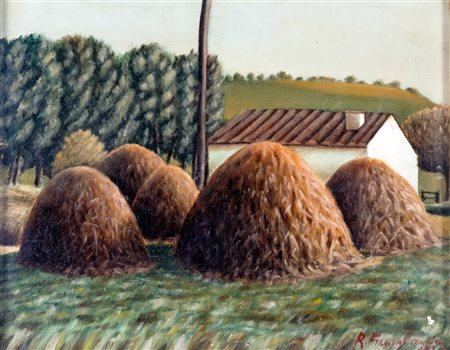 Riccardo Francalancia, Cumuli, 1928 Olio su tavola cm 32x42 Firma e data sul...