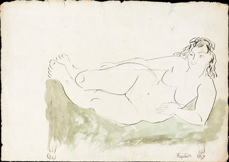 Antonietta Raphael Mafai, Nudo di donna, China e acquarello su carta cm 28x40...