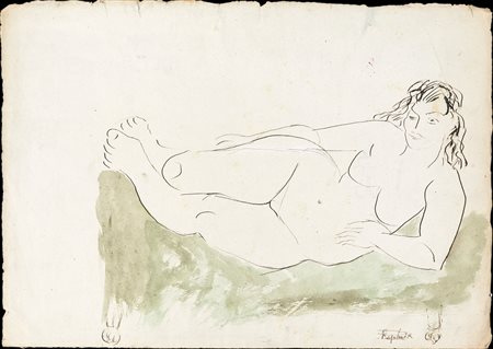 Antonietta Raphael Mafai, Nudo di donna, China e acquarello su carta cm 28x40...