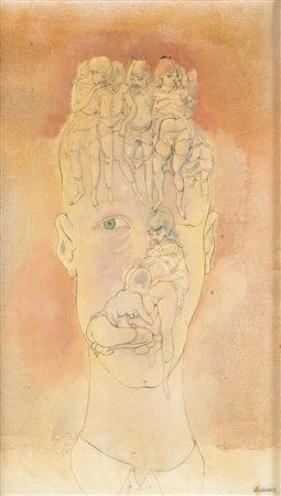 Hans Bellmer, L'oeil Bleu, Olio su tela cm 55x33 Firma sul fronte in basso a...