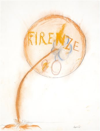 Giacomo Manzù, Senza titolo (Firenze '90), Tecnica mista (Matita e pastelli...