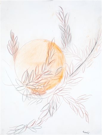 Giacomo Manzù, Senza titolo, Tecnica mista (matita e pastelli cerosi) su...