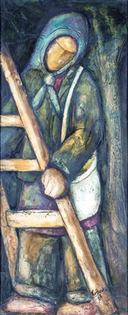 Norberto Proietti, Senza titolo, 1966 Olio su tavola cm 109x45 Firma e data...