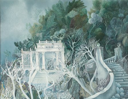 Titina Rota, Villa Fersen a Capri, 1966 Olio su tavola cm 40,5x52 Firma e...