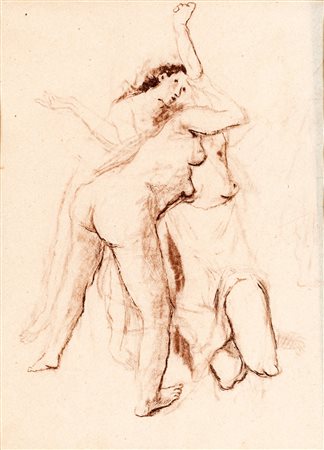 Fausto Pirandello, Bagnanti, Pastello su carta cm 29,6x23 Firma sul fronte in...