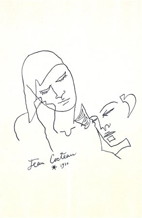 Jean Cocteau, Figure, 1930 China su carta cm 30x20 Firma e data sul fronte...