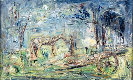 Giovanni Stradone, Paesaggio, 1946 Olio su tela 30x50 cm Firma, data e titolo...