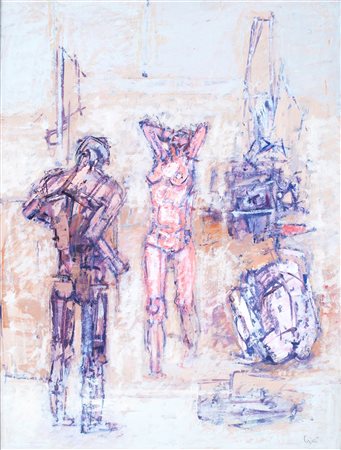 Valeriano Ciai, Automi, Olio su tela cm 45x35 Firma sul fronte in basso a...