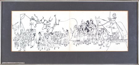 Furio Scarpelli, La processione sanfedista di Verona, 1961 China e tempera su...