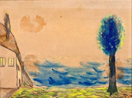Aligi Sassu, Paesaggio, 1930 Matita e acquarello su carta cm 15,5x21 Firma e...