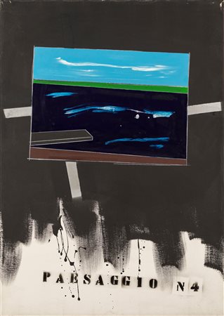 Franco Angeli, Paesaggio N. 4, 1973-79 Olio, tempera, pastelli e spray su...