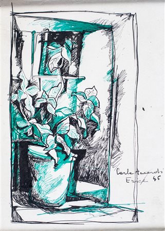 Carla Accardi, Senza titolo, 1946 Inchiostro su carta cm 23,8x16,3 Firma e...