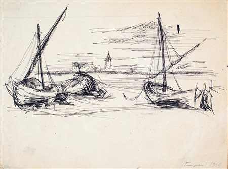 Carla Accardi, Senza titolo, 1945 China su carta cm 15,7x21,9 data e luogo in...