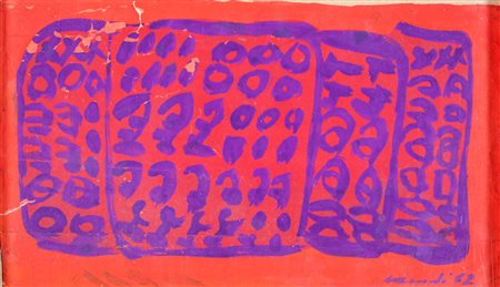 Carla Accardi, Senza titolo, 1962 Caseina su carta cm 13x22,5 Firma e data in...