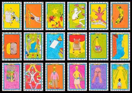 Frédéric Bruly Bouabré, 18 disegni, 2009 Tecnica mista (penna e colori a...