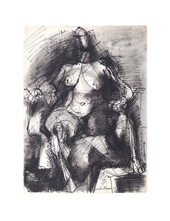 Nicolas Carone, Nudo di donna, 1947 China e carboncino su carta cm 38,5x28,5...