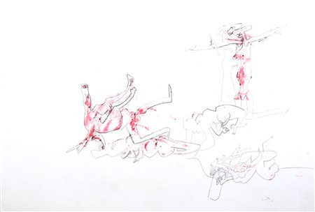 Sebastian Matta, Senza titolo, Tecnica mista (Pastelli, matita, olio) su...