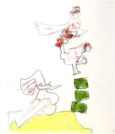 Sebastian Matta, Senza titolo, 1970 Pastelli e matita su carta cm 26x22